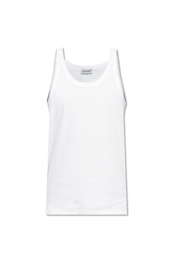 Dolce & Gabbana Men Black Cotton Tank Top
